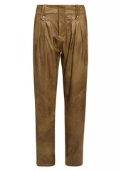 Isabel Marant Gwen Pleated Faux Leather Straight-Leg Pants