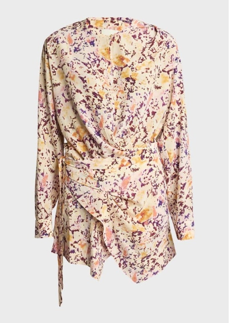 Isabel Marant Habla Floral Print Silk Wrap Dress