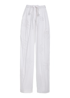 Isabel Marant Hectorina Eyelet-Embroidered Poplin Wide-Leg Pants - White - FR 40 - Moda Operandi