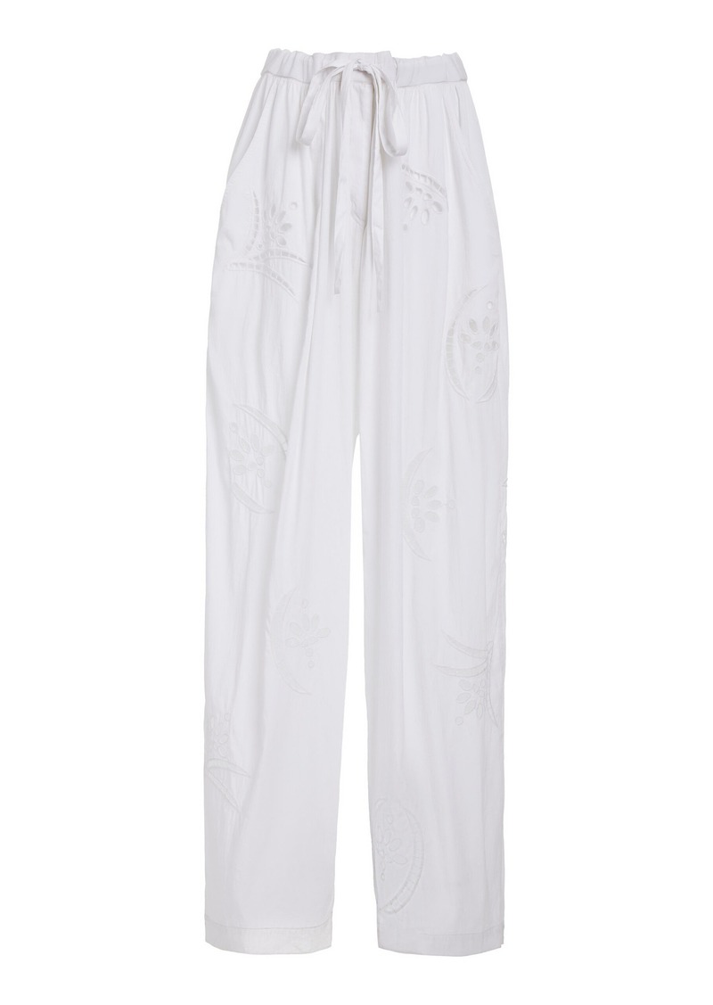 Isabel Marant Hectorina Eyelet-Embroidered Poplin Wide-Leg Pants - White - FR 40 - Moda Operandi