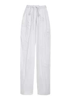 Isabel Marant Hectorina Eyelet-Embroidered Poplin Wide-Leg Pants - White - FR 38 - Moda Operandi