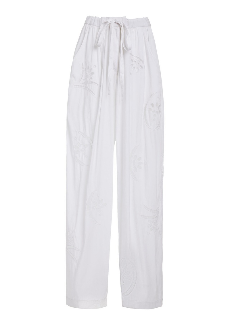 Isabel Marant Hectorina Eyelet-Embroidered Poplin Wide-Leg Pants - White - FR 38 - Moda Operandi