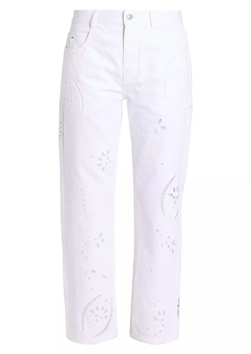 Isabel Marant Irina Eyelet Straight-Leg Jeans