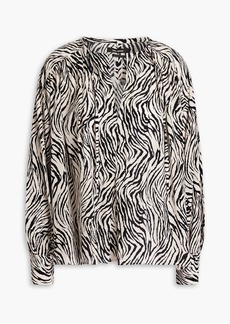 Isabel Marant - Amba gathered zebra-print silk-blend crepe de chine blouse - Black - FR 34