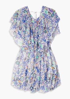 Isabel Marant - Amelie ruffled printed silk-crepon mini dress - Blue - FR 34