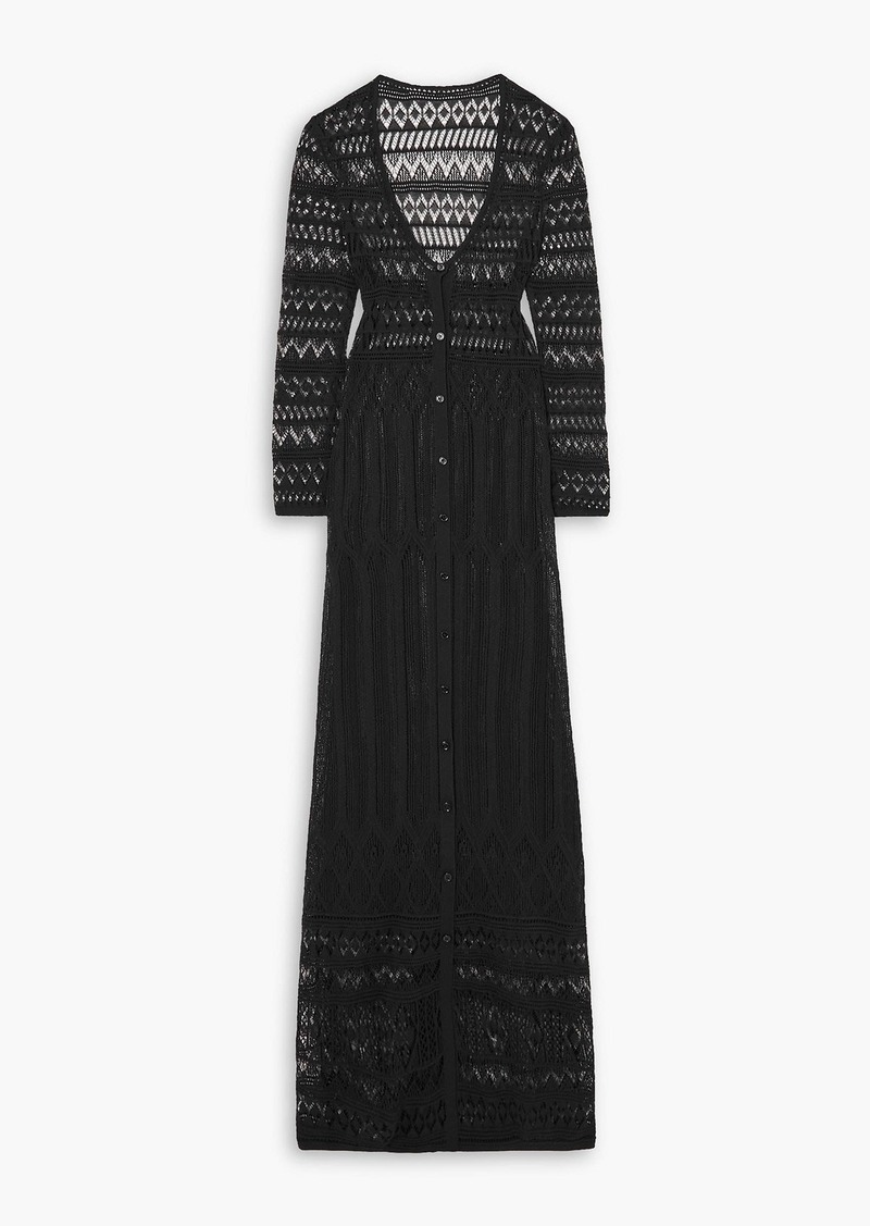 Isabel Marant - Atedy pointelle-knit cotton-blend maxi dress - Black - FR 34