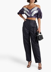 Isabel Marant - Berit cold-shoulder cropped satin top - Purple - FR 34