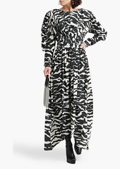 Isabel Marant - Blaine ruched printed silk-blend crepe de chine maxi dress - Black - FR 42