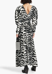 Isabel Marant - Blaine ruched printed silk-blend crepe de chine maxi dress - Black - FR 42