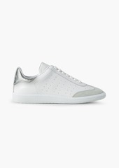 Isabel Marant - Bryce metallic and suede-trimmed perforated leather sneakers - Metallic - EU 35