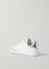 Isabel Marant - Bryce metallic and suede-trimmed perforated leather sneakers - Metallic - EU 35