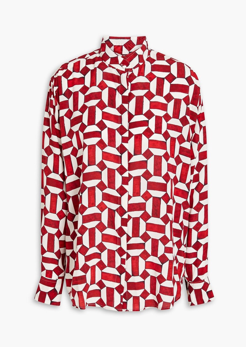 Isabel Marant - Cade printed stretch-silk top - Red - FR 40