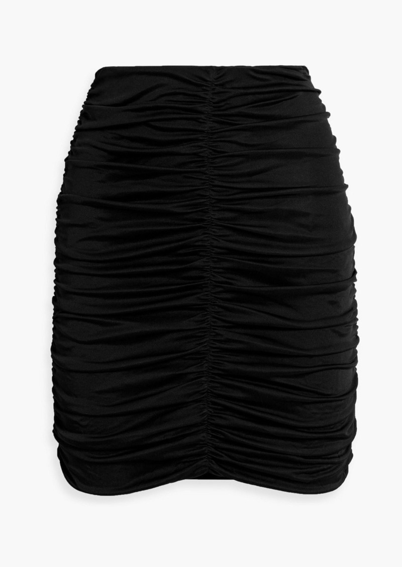 Isabel Marant - Doroka ruched satin-jersey mini skirt - Black - FR 34