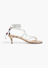 Isabel Marant - Embellished suede and snake-effect leather sandals - White - EU 35