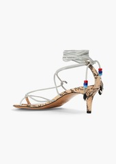 Isabel Marant - Embellished suede and snake-effect leather sandals - White - EU 35