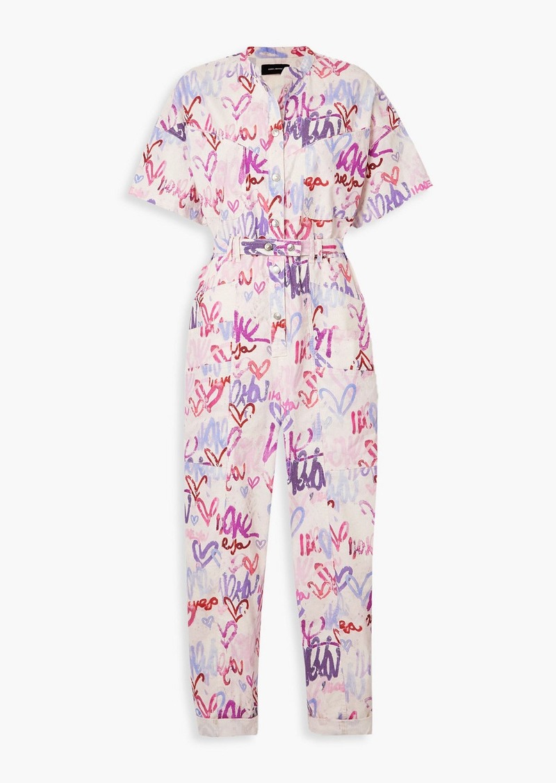 Isabel Marant - Etundra belted printed linen-blend jumpsuit - Pink - FR 38