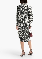 Isabel Marant - Fantine ruched zebra-print silk-blend crepe de chine blouse - Black - FR 34