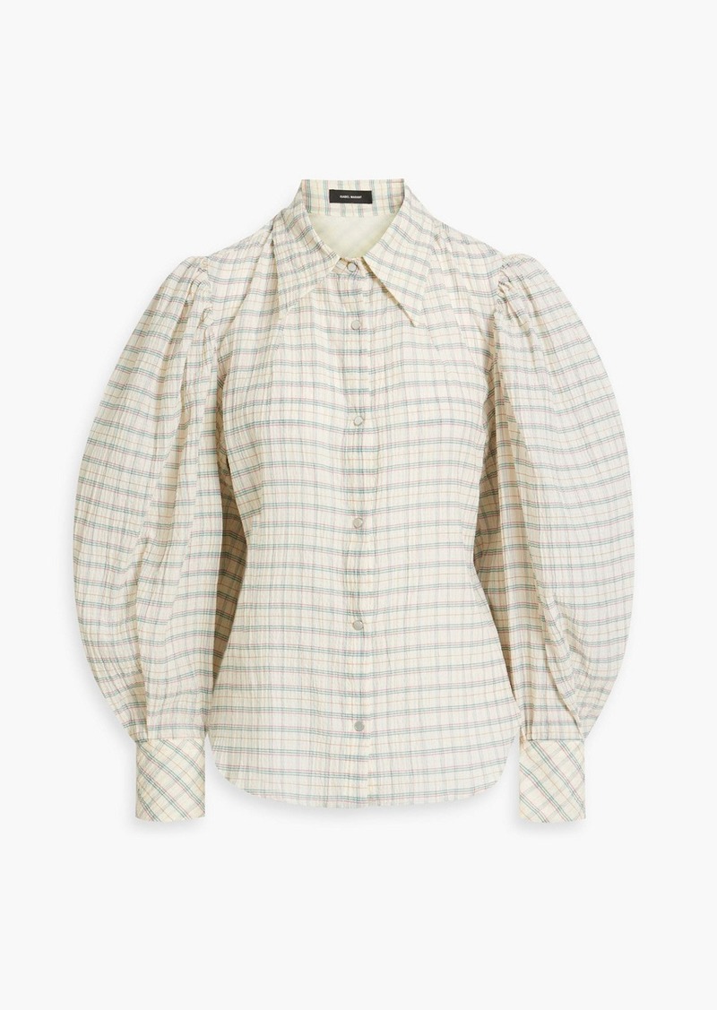 Isabel Marant - Fanua checked cotton-blend seersucker shirt - White - FR 36
