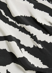 Isabel Marant - Farah ruched zebra-print silk-blend crepe de chine mini dress - Black - FR 42