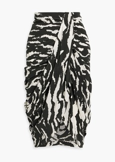 Isabel Marant - Fetina draped zebra-print silk-blend crepe skirt - Black - FR 36