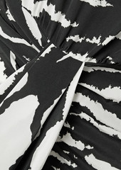 Isabel Marant - Frea draped zebra-print silk-blend crepe de chine dress - Black - FR 36