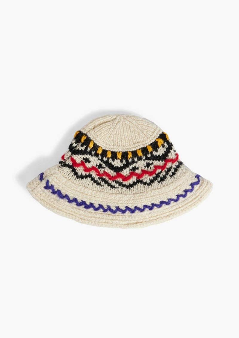Isabel Marant - Galvin jacquard-knit wool-blend bucket hat - White - ONESIZE