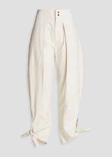 Isabel Marant - Cropped pleated cotton tapered pants - White - FR 34