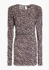 Isabel Marant - Wrap-effect ruched printed jersey mini dress - Pink - FR 34