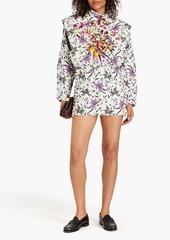 Isabel Marant - Embroidered floral-print cotton mini dress - White - FR 36