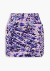Isabel Marant - Guilayo ruched printed stretch-velvet mini skirt - Purple - FR 42