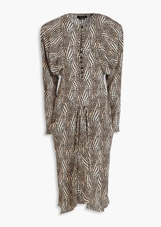 Isabel Marant - Ibelky gathered printed stretch-silk crepe de chine midi dress - Neutral - FR 34