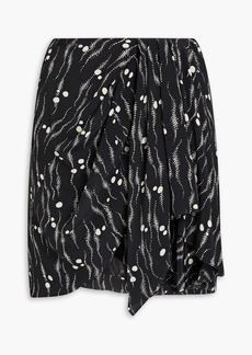 Isabel Marant - Ixori draped printed silk crepe de chine mini skirt - Black - FR 34