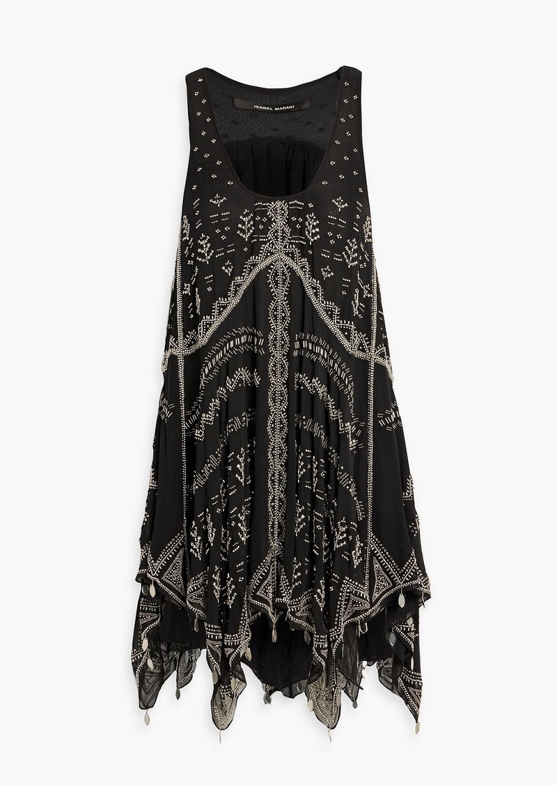 Isabel Marant - Jailina bead-embellished silk-chiffon mini dress - Black - FR 34