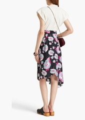 Isabel Marant - Javenia asymmetric floral-print silk midi skirt - Black - FR 34