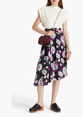 Isabel Marant - Javenia asymmetric floral-print silk midi skirt - Black - FR 34