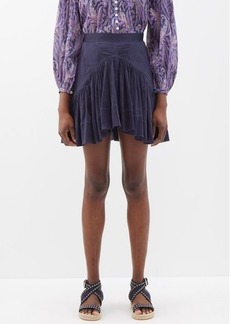 Isabel Marant - Kadavu Gathered-pleat Cotton-blend Mini Skirt - Womens - Dark Navy