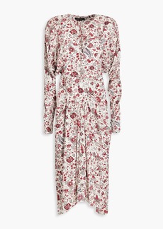 Isabel Marant - Kelky gathered floral-print silk crepe de chine dress - White - FR 36