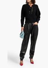 Isabel Marant - Laley lace-up ribbed cotton and wool-blend sweater - Black - FR 34