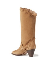 Isabel Marant - Leesta scalloped topstitched suede boots - Brown - EU 38