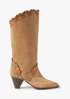 Isabel Marant - Leesta scalloped topstitched suede boots - Brown - EU 36