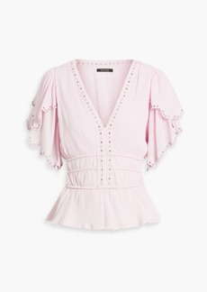 Isabel Marant - Lemila ruffled cotton and silk-blend crepon top - Pink - FR 34