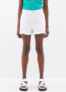Isabel Marant - Lesia Frayed Embroidered-cotton Shorts - Womens - White