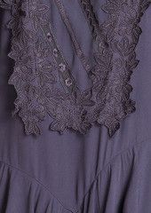 Isabel Marant - Lima ruffled embroidered crepe de chine mini dress - Purple - FR 34