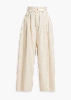 Isabel Marant - Naidenae pleated cotton-twill wide-leg pants - White - FR 38
