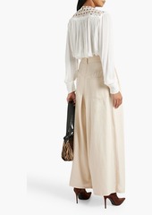 Isabel Marant - Naidenae pleated cotton-twill wide-leg pants - White - FR 38