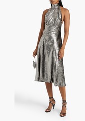 Isabel Marant - Naionea draped snake-print lamé halterneck midi dress - Metallic - FR 38