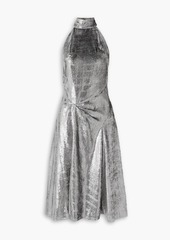 Isabel Marant - Naionea draped snake-print lamé halterneck midi dress - Metallic - FR 38