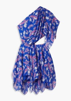 Isabel Marant - Noliaze one-shoulder fil coupé silk-blend crepon mini dress - Blue - FR 44