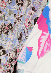 Isabel Marant - Printed silk-paneled cotton and linen-blend jacquard top - Purple - FR 34