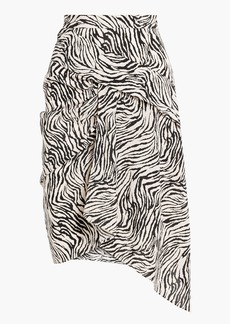 Isabel Marant - Roly asymmetric zebra-print silk-blend crepe de chine skirt - White - FR 34